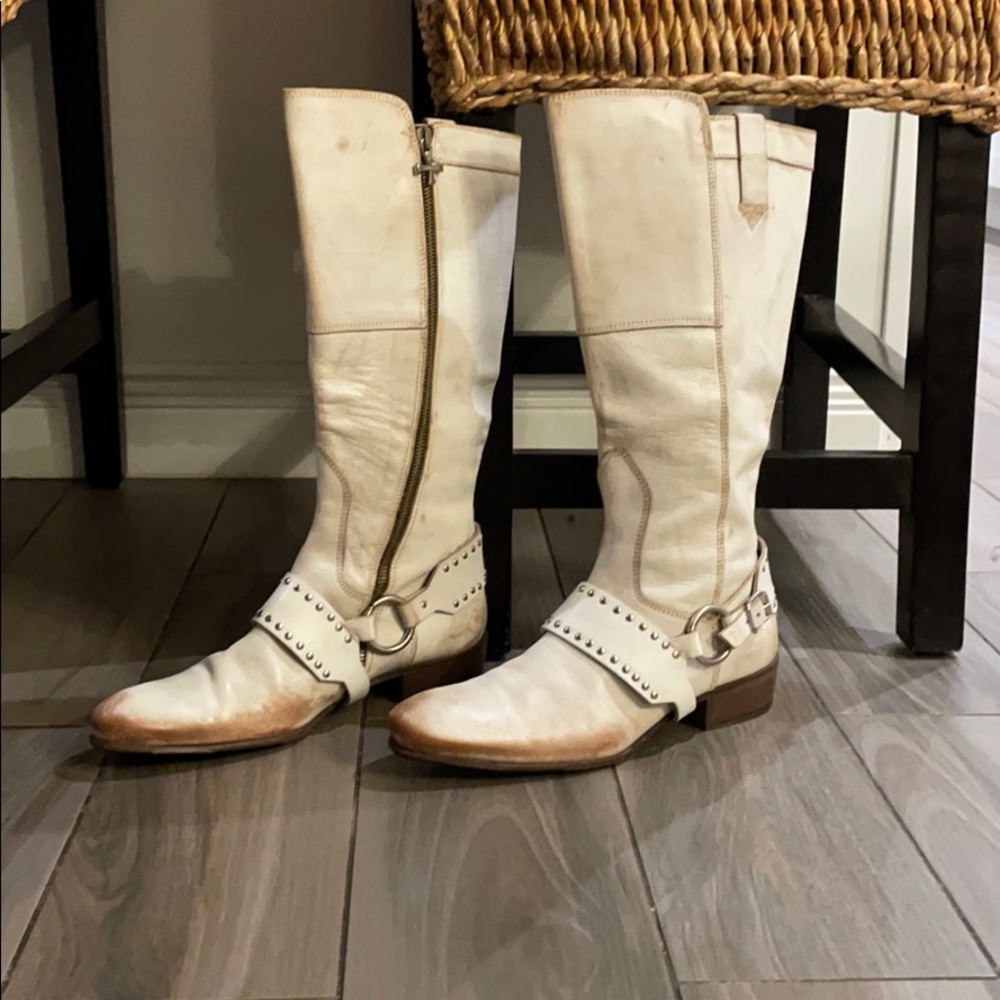 Mark Nason destressed white cowgirl boots NWOT